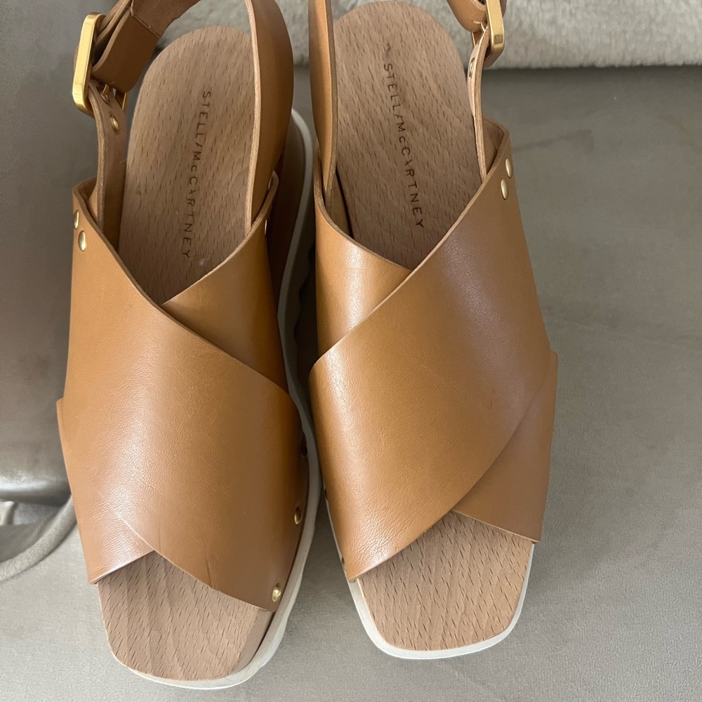 Stella McCartney Tan Crossover Strap Sandals